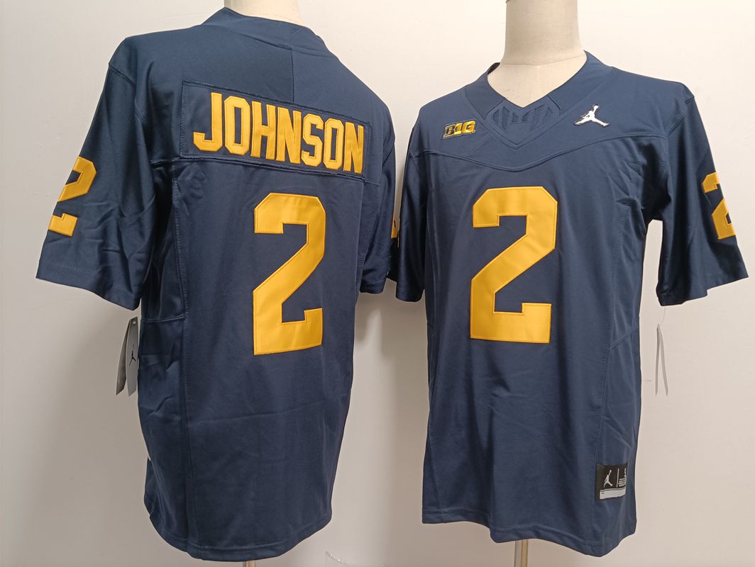Men Michigan Wolverines #2 Johnson Blue 2025 NCAA Jersey